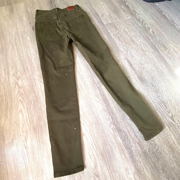 ZARA • High-Rise Stretchy Denim Skinny Jeans • Size W6 x L27 • Army Green - Picture 6 of 13